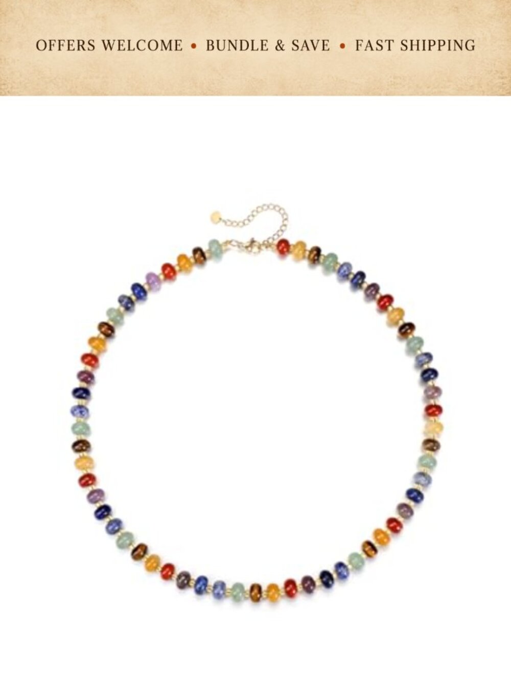 Handmade Natural Gemstone Beaded Necklace Boho Choker